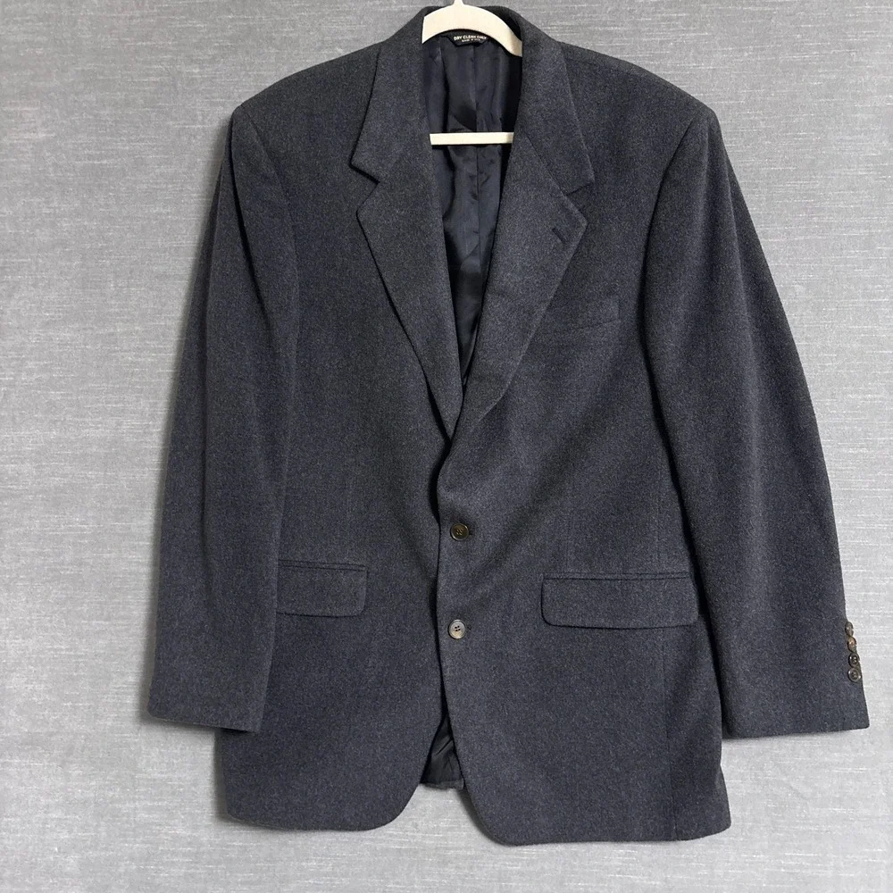 Lord Taylor Sport Coat 44L Gray‎ Cashmere Blazer Jacket Classic USA Union 46L